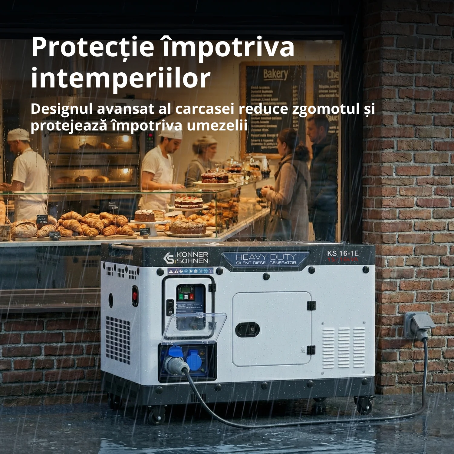 Generator insonorizat diesel Konner & Sohnen KS 16-1E, 16 kVA, monofazat, AVR, pornire electrica [2]