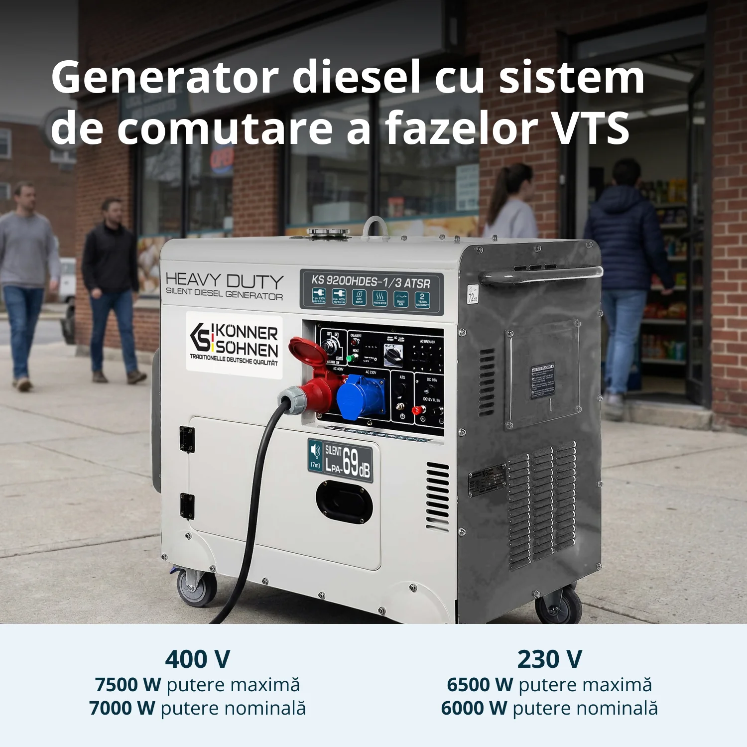 Generator insonorizat diesel Konner & Sohnen KS 9200HDES-1/3 ATSR (EURO V), 6.5 kW (230V), 7.5 kW (400V), AVR, pornire electrica [1]