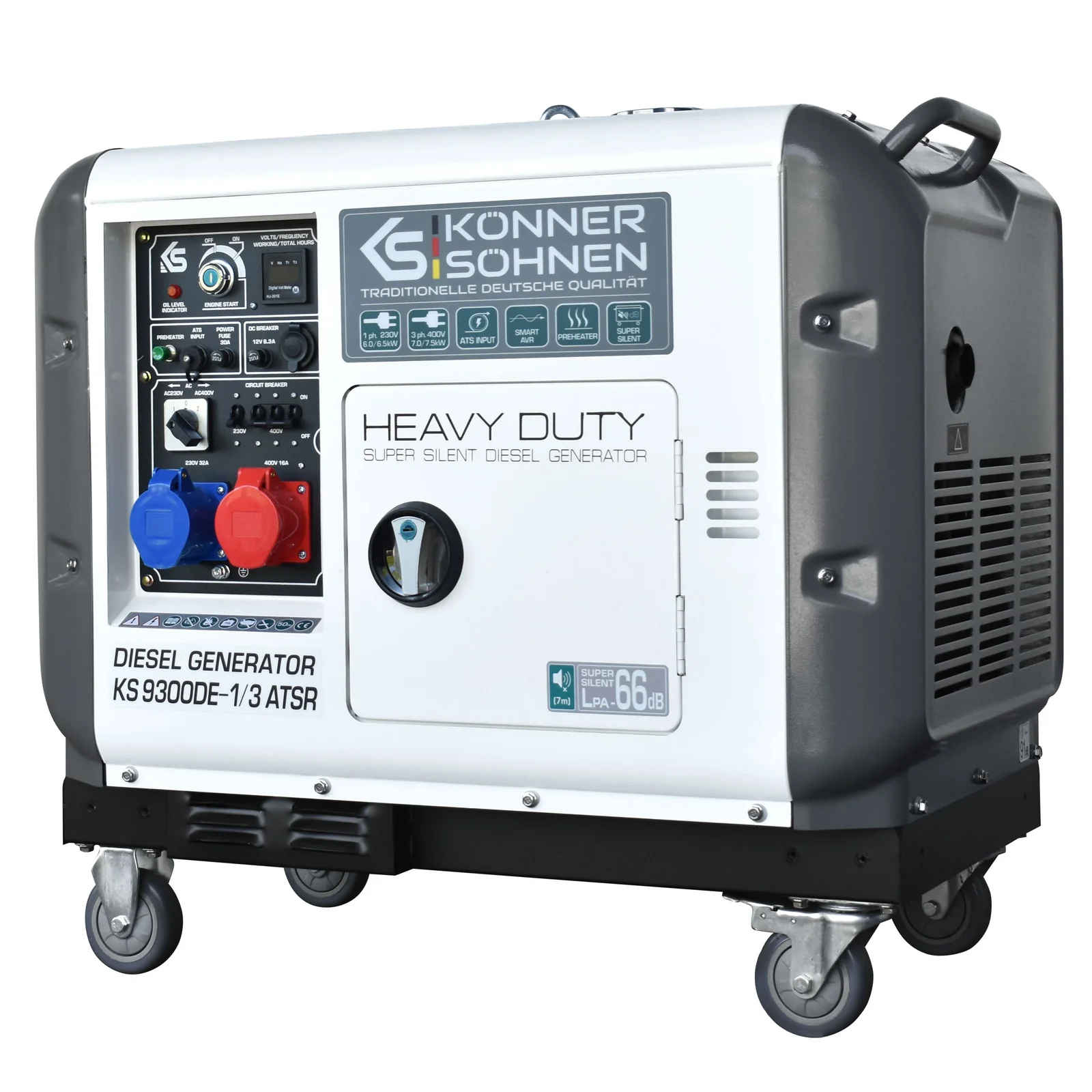 Generator insonorizat diesel Konner & Sohnen KS 9300DE-1/3 ATSR, 6.5 kW (230V), 7.5 kW (400V), AVR, pornire electrica [1]