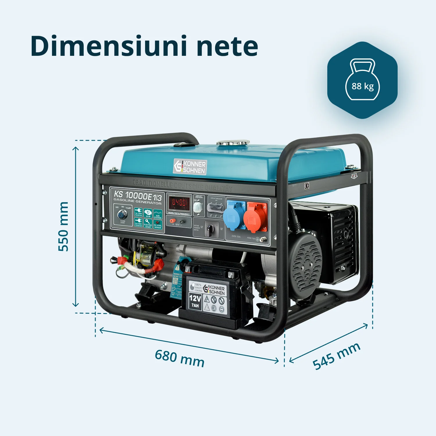 Generator pe benzina Konner & Sohnen KS 10000E 1/3, dual 8 kW, monofazat/trifazat, pornire electrica [9]