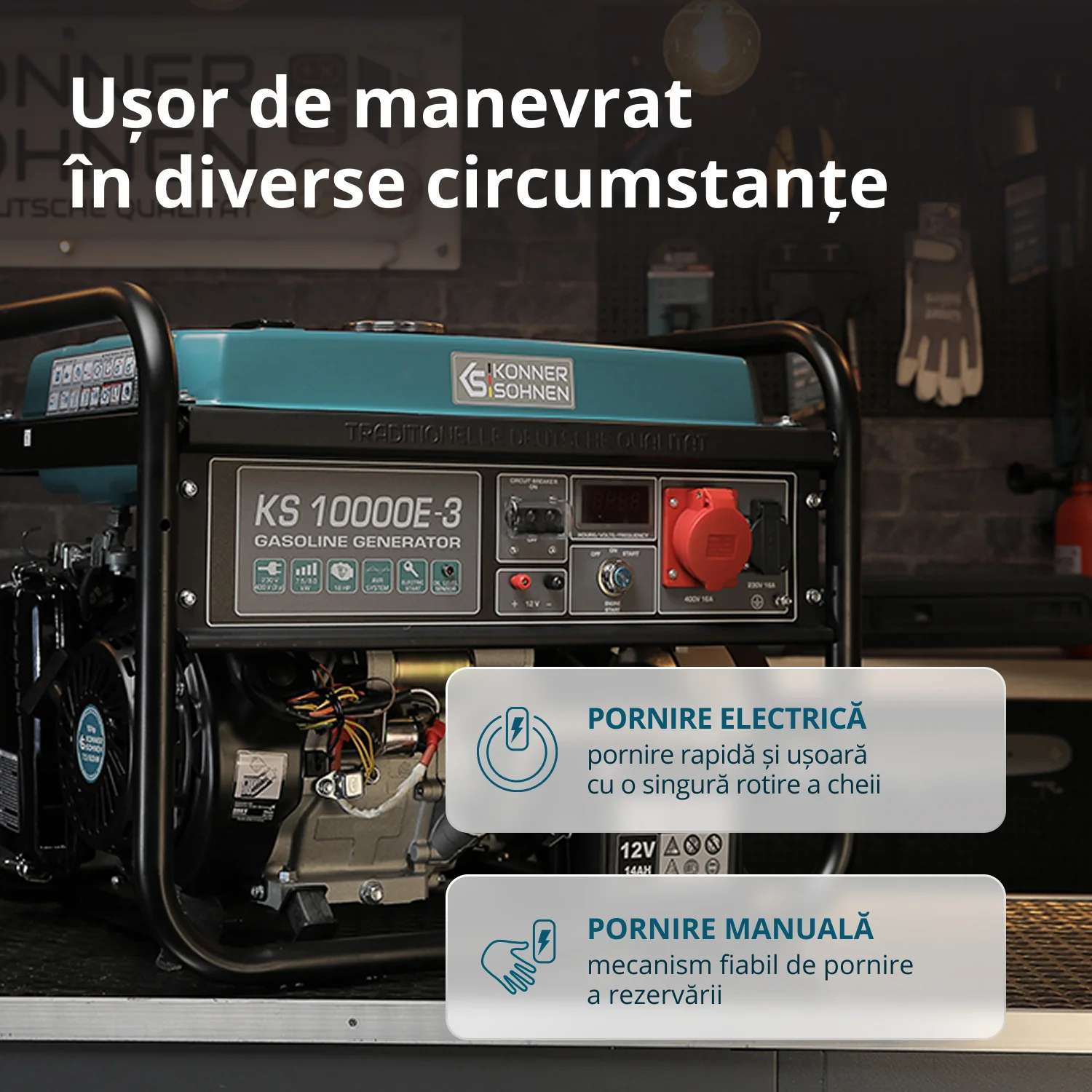 Generator pe benzina Konner & Sohnen KS 10000E-3, 8 kW, trifazat, pornire electrica [3]