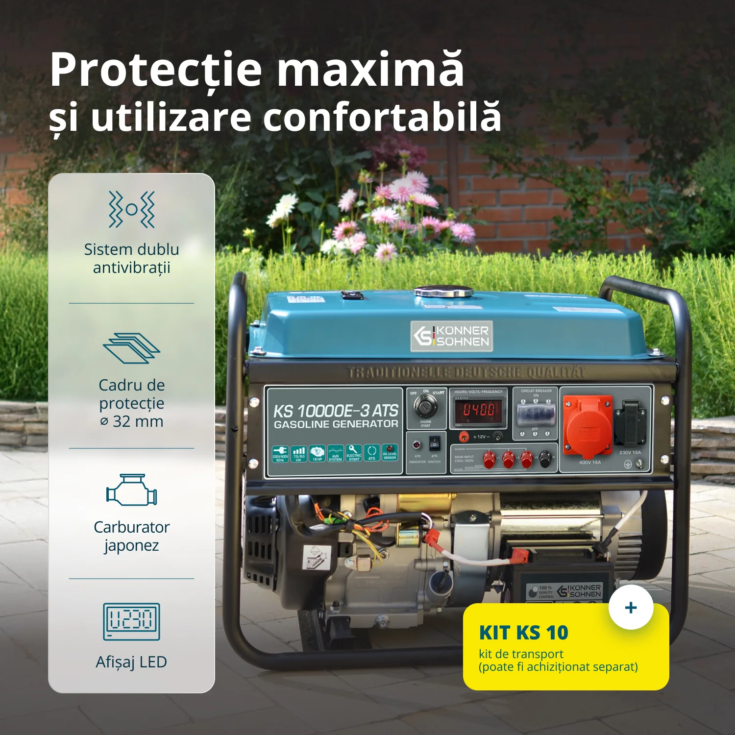 Generator pe benzina Konner & Sohnen KS 10000E-3 ATS, 8 kW, trifazat, pornire electrica, panou ATS integrat [8]