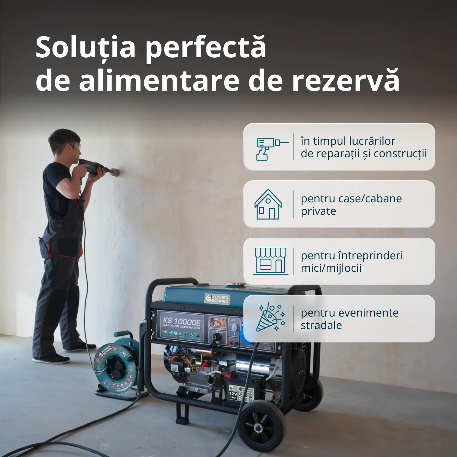 Generator pe benzina Konner & Sohnen KS 10000E, 8 kW, monofazat, pornire electrica [2]