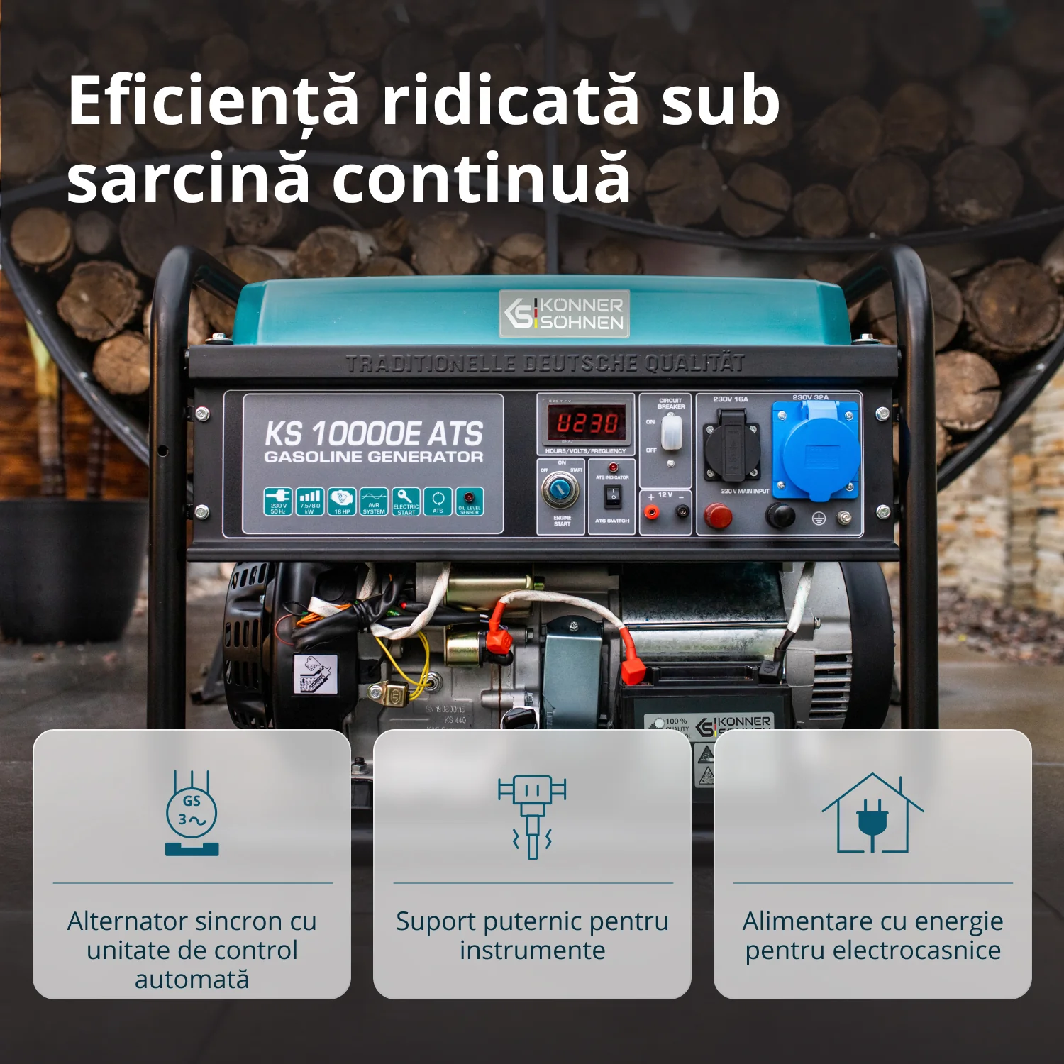 Generator pe benzina Konner & Sohnen KS 10000E ATS, 8 kW, monofazat, pornire electrica, panou ATS integrat [5]