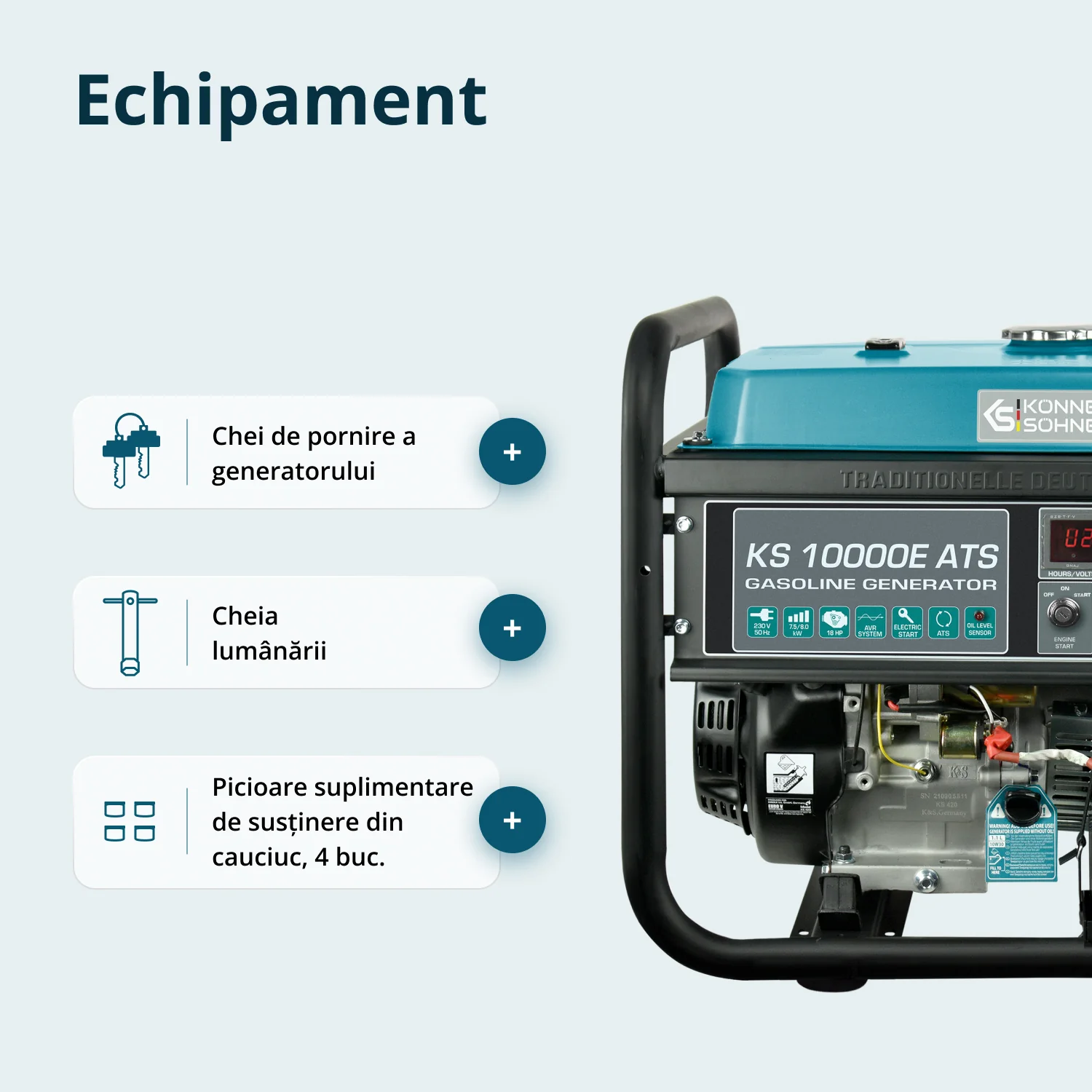 Generator pe benzina Konner & Sohnen KS 10000E ATS, 8 kW, monofazat, pornire electrica, panou ATS integrat [8]
