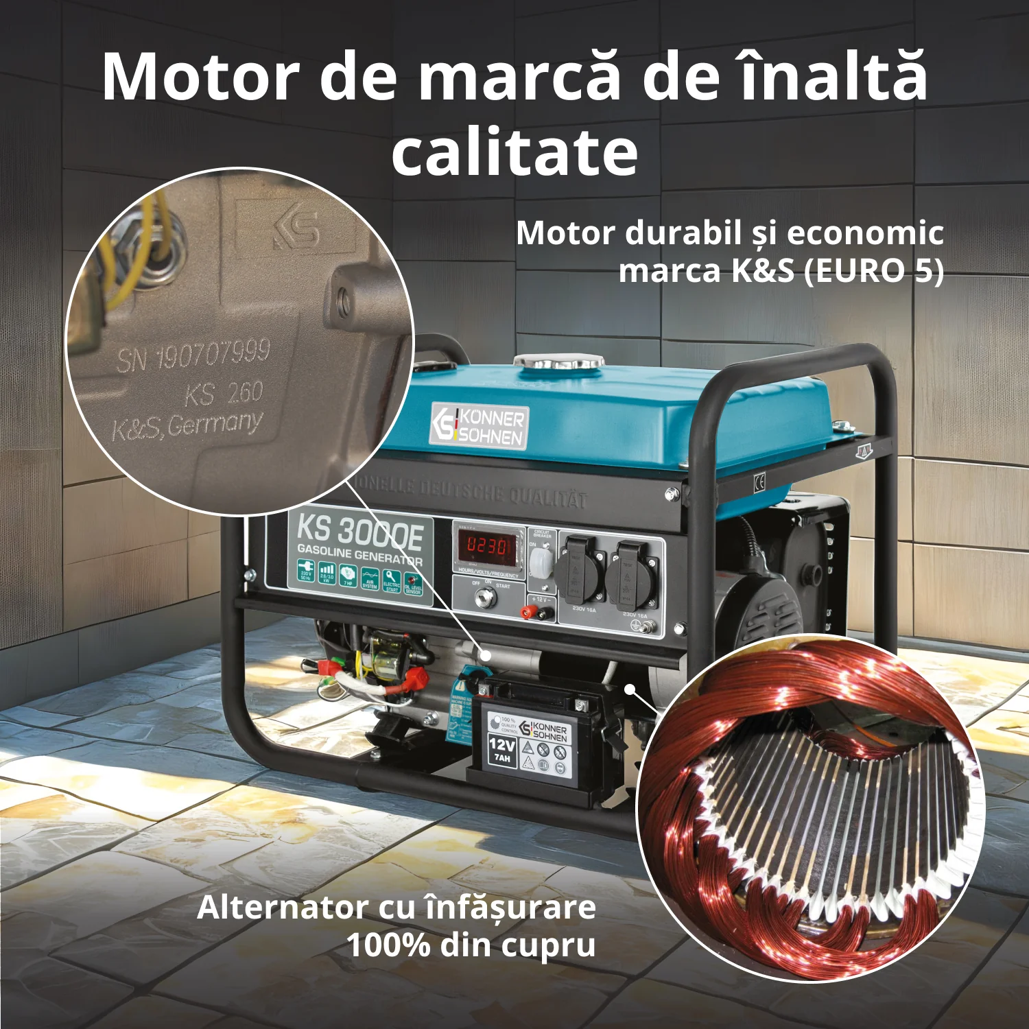 Generator pe benzina Konner & Sohnen KS 3000E, 3 kW, monofazat, pornire electrica [3]