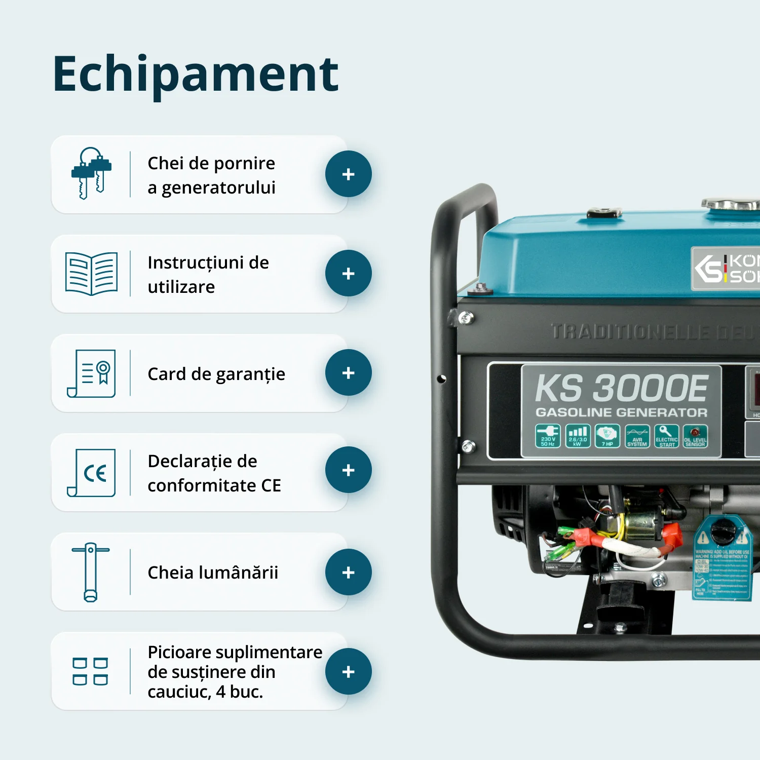 Generator pe benzina Konner & Sohnen KS 3000E, 3 kW, monofazat, pornire electrica [6]