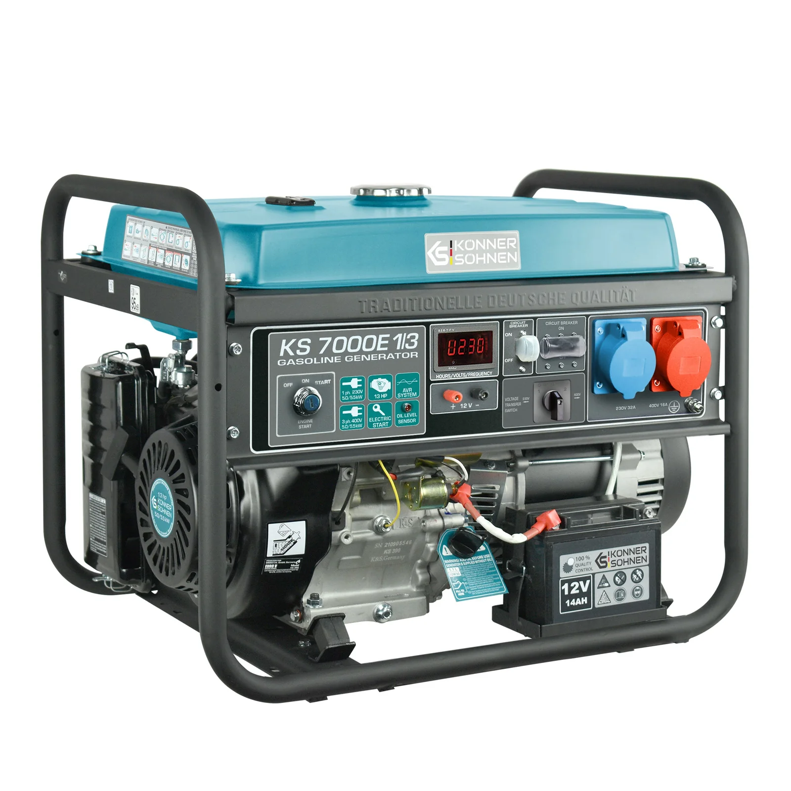 Generator pe benzina Konner & Sohnen KS 7000E 1/3, 5.5 kW, dual (trifazat / monofazat), AVR, pornire electrica [11]