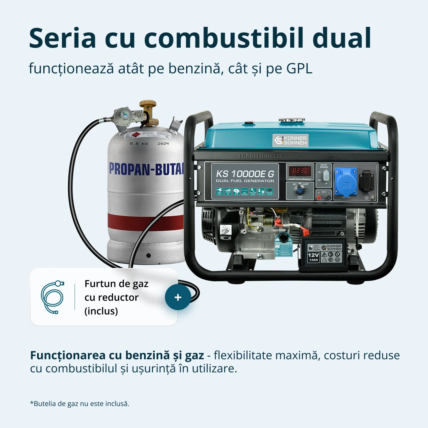 Generator pe GPL/benzina Konner & Sohnen KS 10000E G, 8 kW, monofazat, pornire electrica [4]