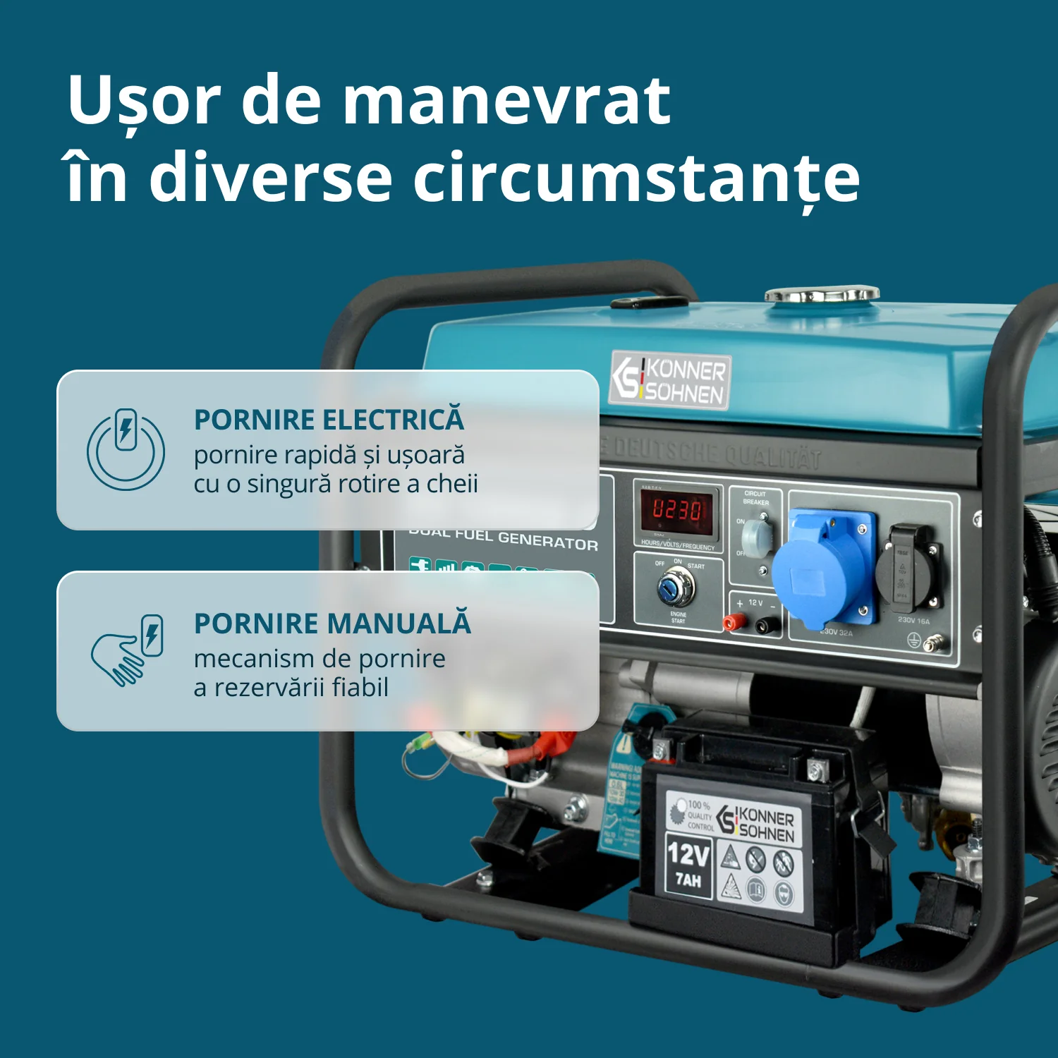 Generator pe GPL/benzina Konner & Sohnen KS 10000E G, 8 kW, monofazat, pornire electrica [3]