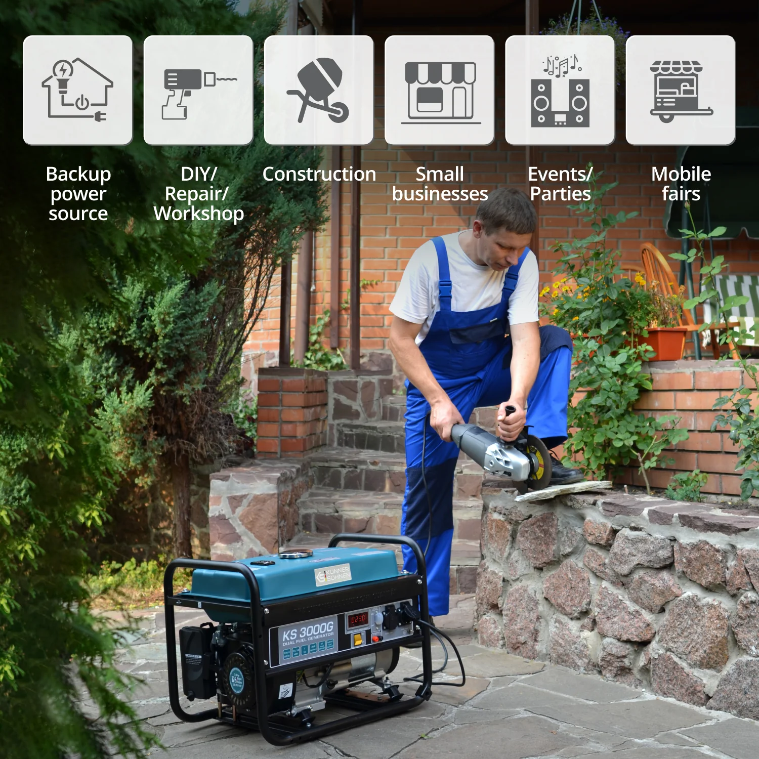 Generator pe GPL/benzina Konner & Sohnen KS 3000G, 3 kW, monofazat [13]