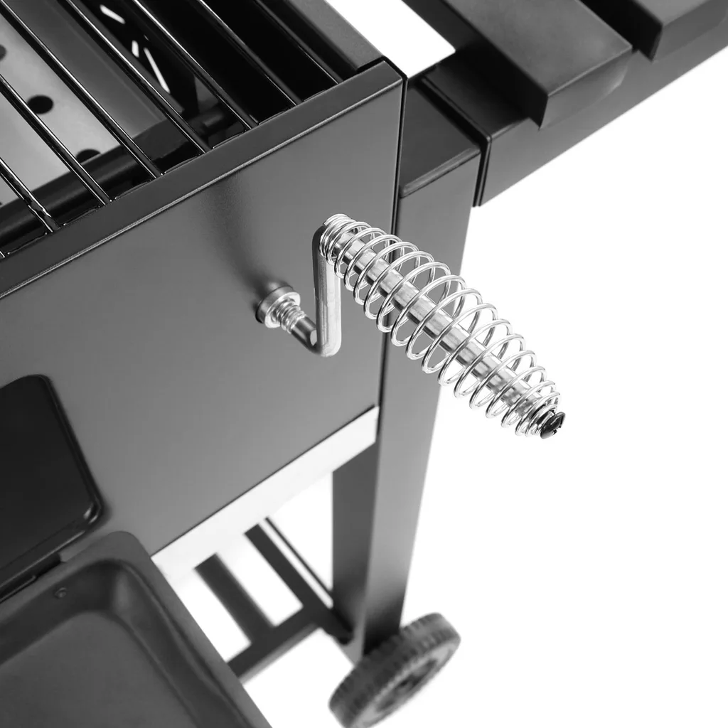 Gratar de gradina, cu carbune HECHT CALIFORNIA, otel, roti transport, 2 rafturi lemn [8]