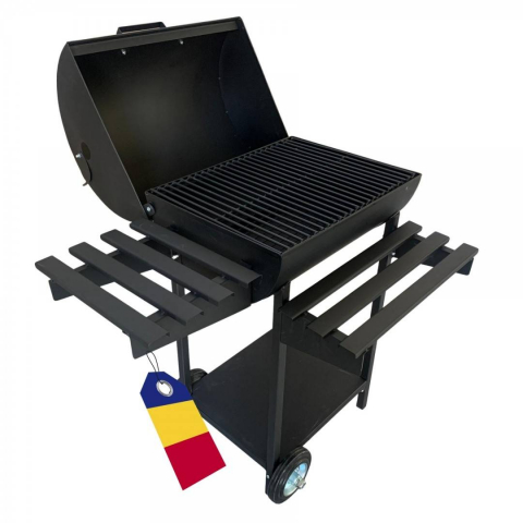Gratare si accesorii - Gratar pe carbuni VivaTechnix VMD-1031, cu capac, 92 x 60 x 100 cm, portabil, Negru