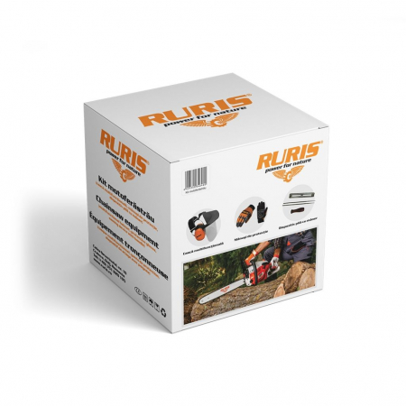 Accesorii fierastraie cu lant - Kit motofierastrau Ruris (casca, manusi, dispozitiv pila cu maner)