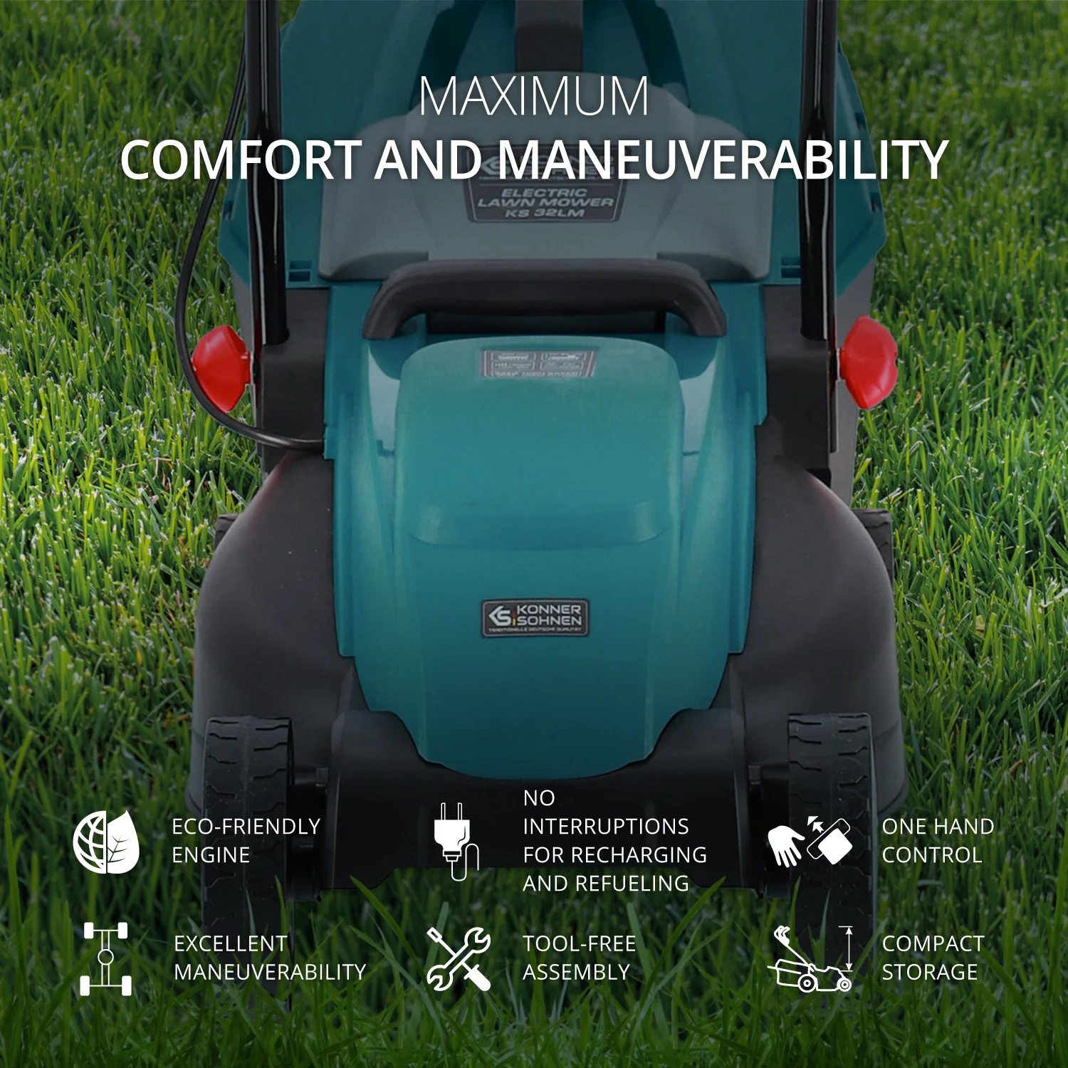 Masina de tuns iarba electrica Konner & Sohnen KS 32LM, 1000 W, 32 cm, 25 L [2]
