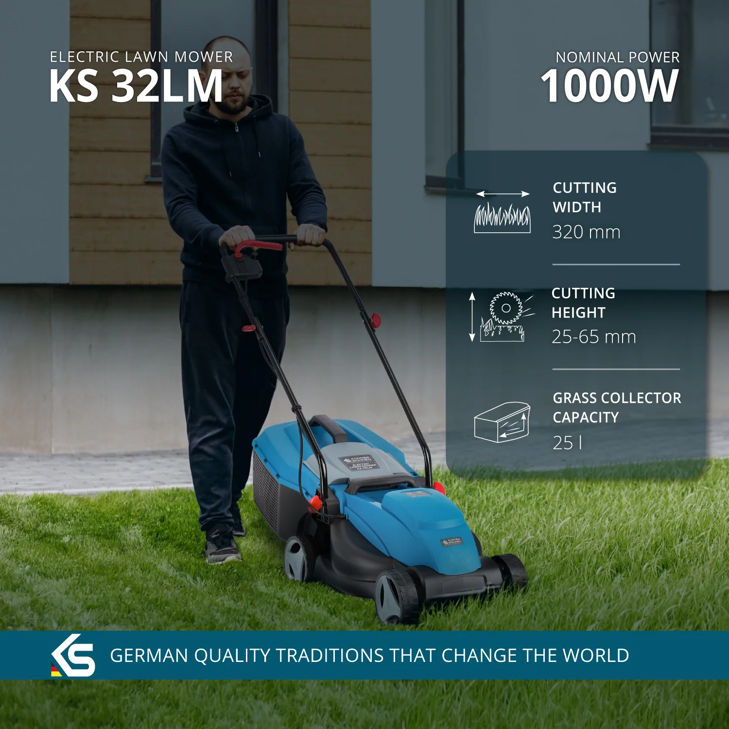 Masina de tuns iarba electrica Konner & Sohnen KS 32LM, 1000 W, 32 cm, 25 L [1]