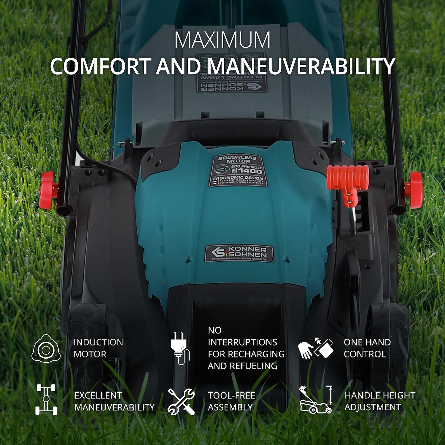 Masina de tuns iarba electrica Konner & Sohnen KS 38LM-BL, 1400 W, 38 cm, 50 L, motor cu inductie [2]