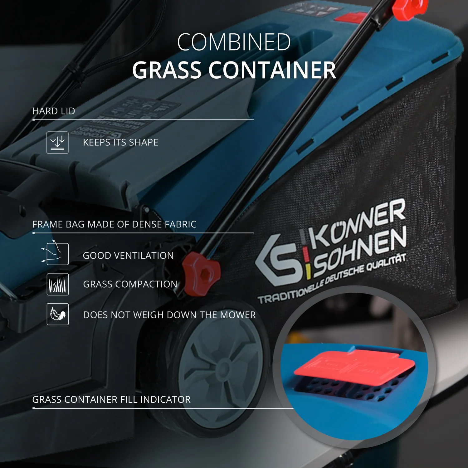 Masina de tuns iarba electrica Konner & Sohnen KS 38LM-BL, 1400 W, 38 cm, 50 L, motor cu inductie [5]