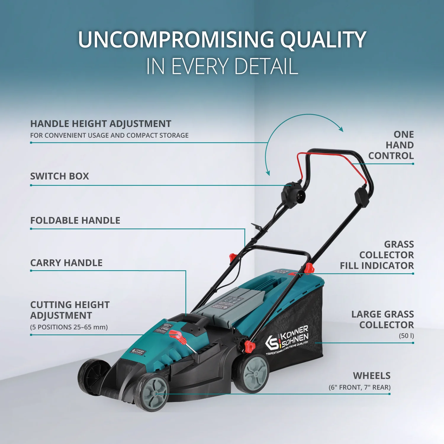 Masina de tuns iarba electrica Konner & Sohnen KS 38LM-BL, 1400 W, 38 cm, 50 L, motor cu inductie [4]