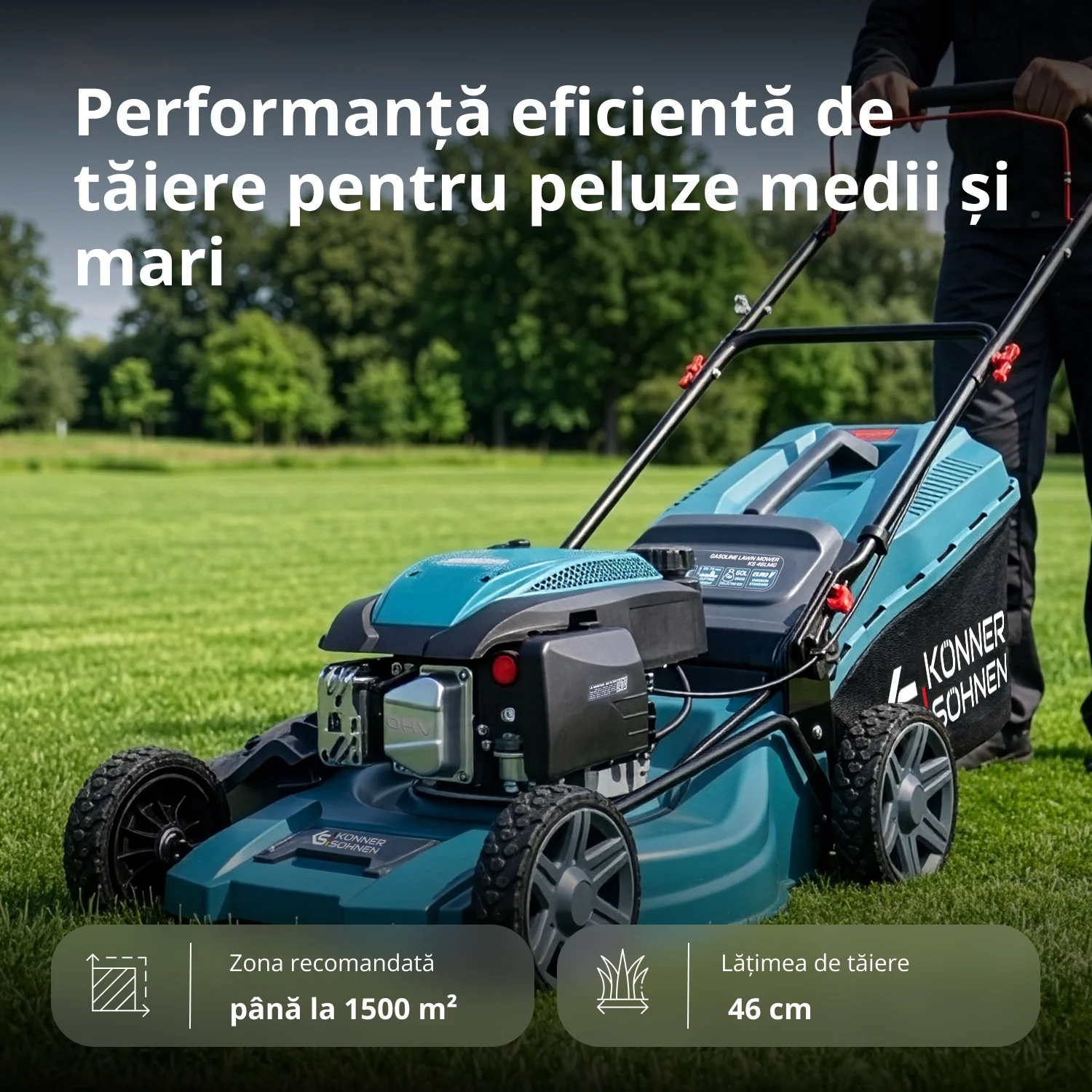 Masina de tuns iarba pe benzina Konner & Sohnen KS 46LMG, 4 CP, 46 cm, 60 L [1]