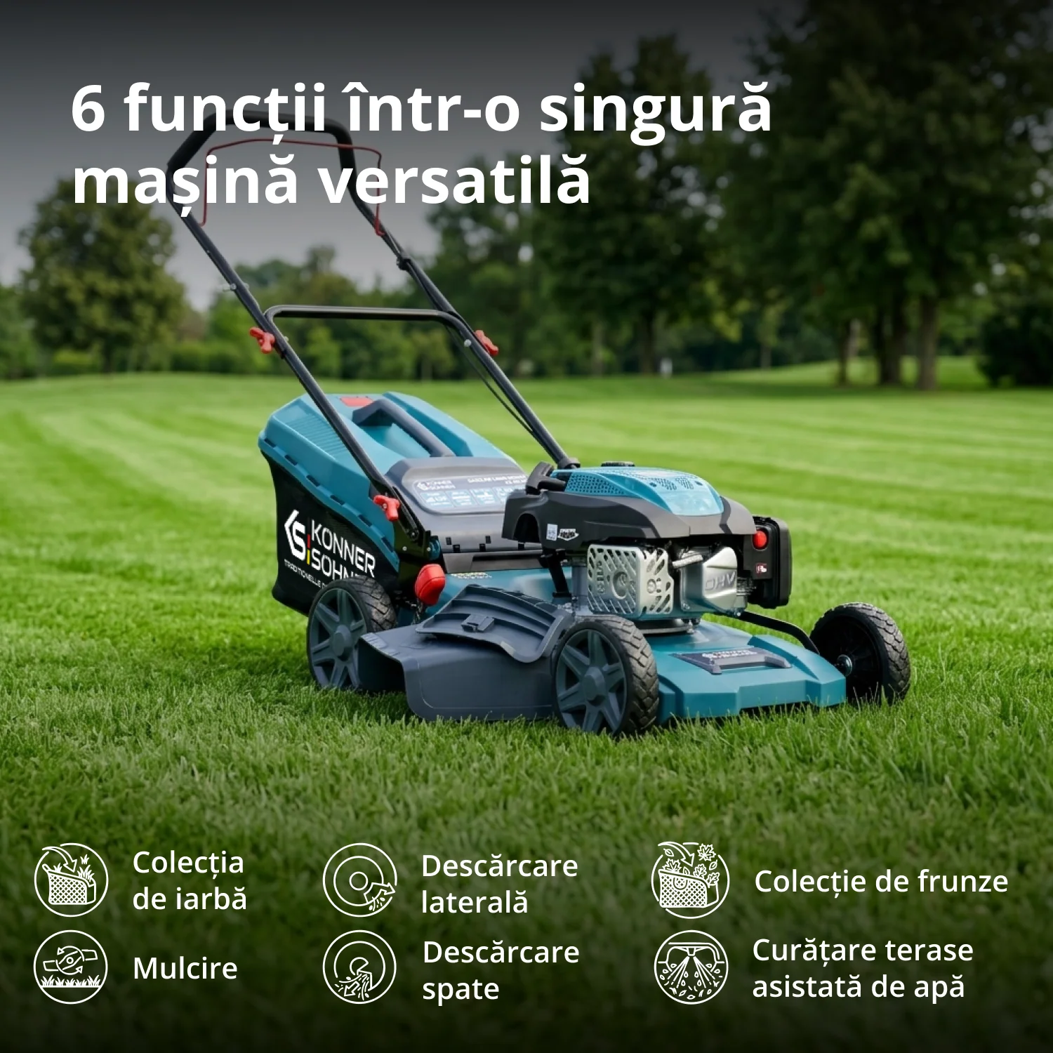 Masina de tuns iarba pe benzina Konner & Sohnen KS 46LMG, 4 CP, 46 cm, 60 L [3]