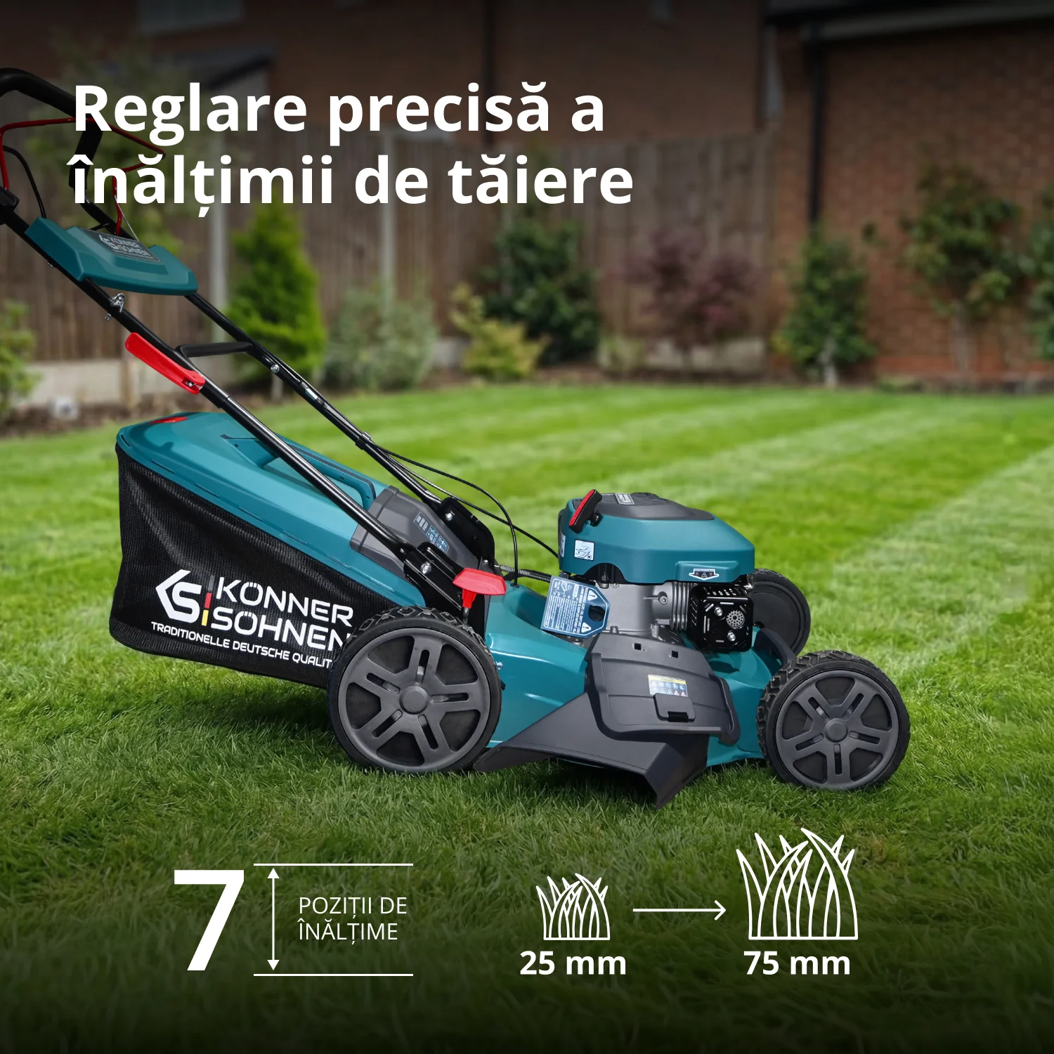Masina de tuns iarba pe benzina Konner & Sohnen KS 46LMG-SP, 5.2 CP, 46 cm, 65 L, autopropulsata [4]