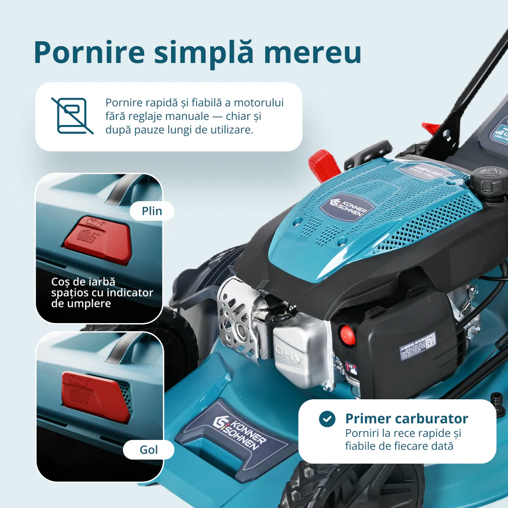 Masina de tuns iarba pe benzina Konner & Sohnen KS 51LMG-SP, 4.5 CP, 51 cm, 60 L, autopropulsata [6]