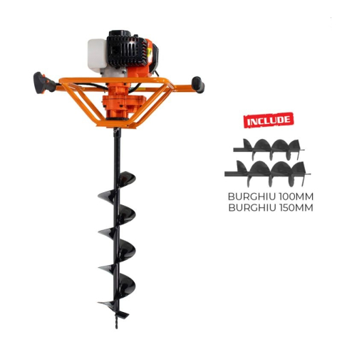 Motoburghiu - Foreza pamant Ruris TT10, 1.7 CP, benzina, 2 timpi + 2 burghie incluse