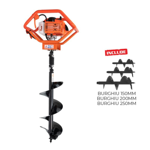 Casa si Gradina - Motoburghiu - Foreza pamant Ruris TT14, 3 CP, benzina, 2 timpi + 3 burghie incluse