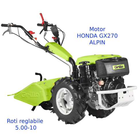 Motosape si Motocultoare - Motocultivator Grillo G 107d, motor Honda GX270 ALPIN, 8.4 CP, benzina, 3+3 viteze, diferential + freza tractata 68 cm + roti reglabile 5.00-10