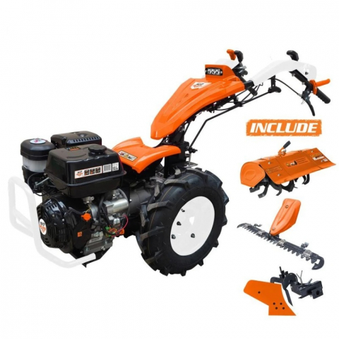 Motocultivator Ruris 977CSP, 16 CP, benzina, 3+2 viteze, diferential + Lama de cosire Ruris C977, 117 cm + Freza de pamant Ruris S977, 65 cm + Plug de arat Ruris P977