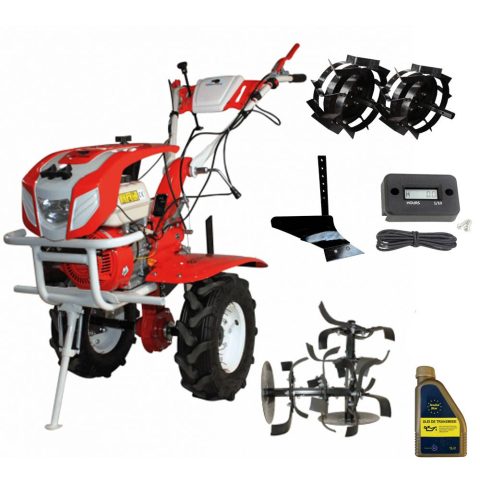 Motocultor Bisonte Agro Garden BTA-1000 + Pachet 1 (roti metalice, plug arat, ulei transmisie, contor ore functionare)