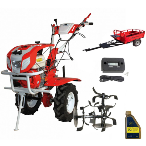 Motocultor Bisonte Agro Garden BTA-1000 + Pachet 3 (remorca BTA-500R, ulei transmisie, contor ore functionare)