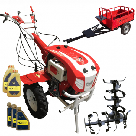 Agricultura - Motocultor Bisonte BTA-12SDE, 12 CP, diesel, 2+1 viteze + accesorii (Pachet 3)