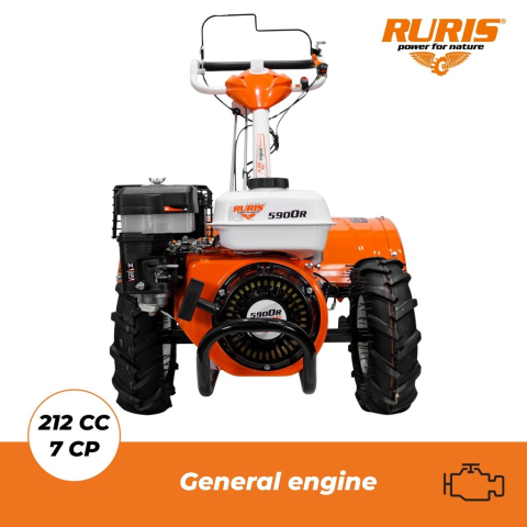 Motocultor Ruris 5900R, 7 CP, benzina, 1+1 viteze, freza tractata 64 cm, roti cauciuc 5.00-6 [2]