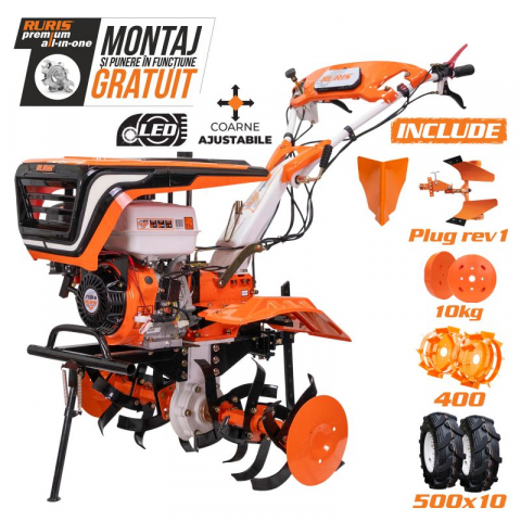 Agricultura - Motocultor Ruris 751KS, 9.5 CP, benzina, 2+1 viteze + accesorii