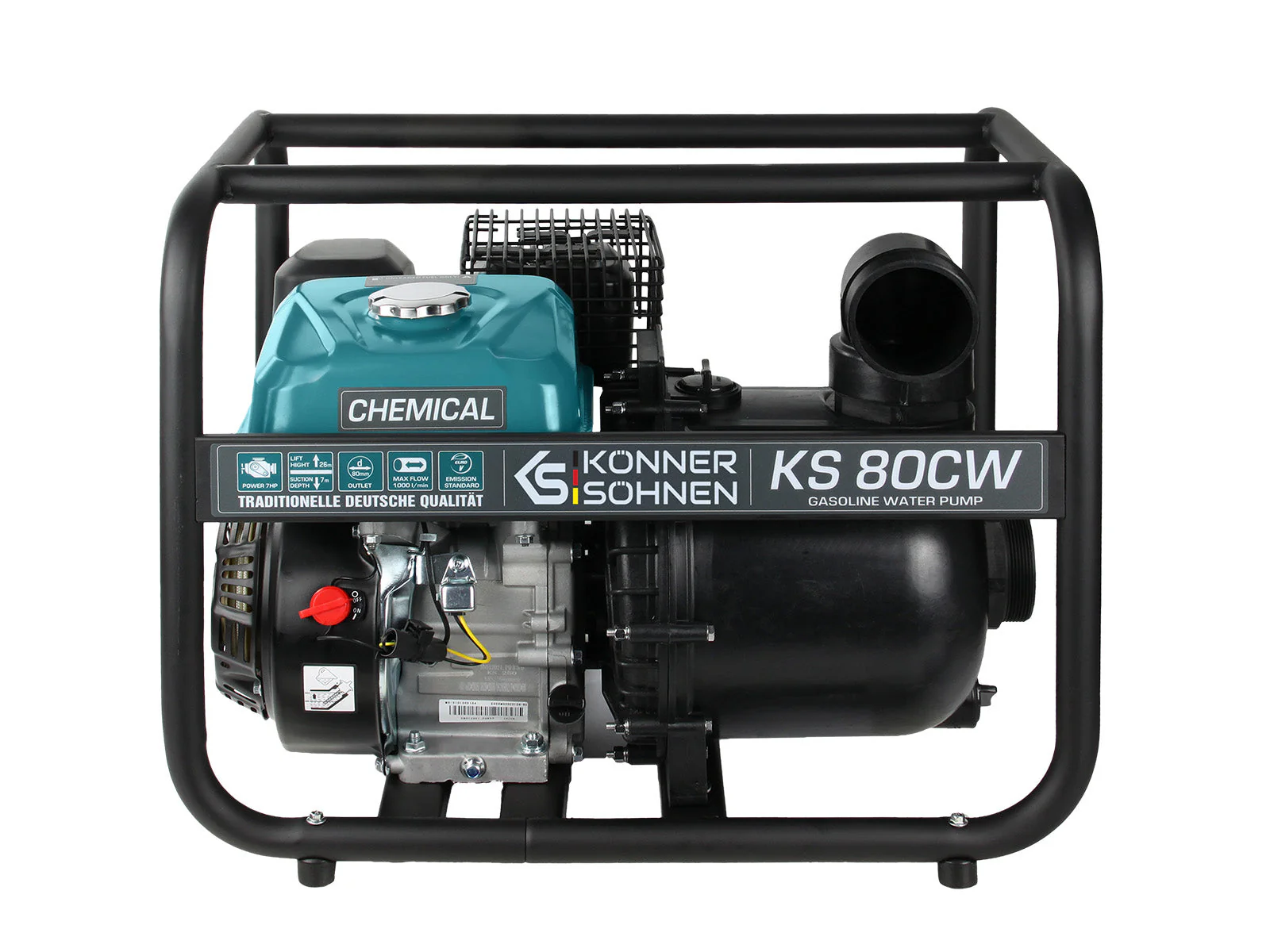 Motopompa pentru substante chimice Konner & Sohnen KS 80CW, 3", benzina, 1000 l/min, Hmax. 28 m [1]