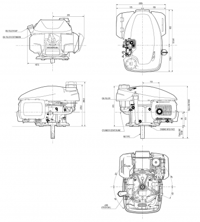 Motor benzina Honda GCV170H N2 EW, 166 cmc, 4.9 CP, ax cilindric 22.2 x 62/72 mm [1]