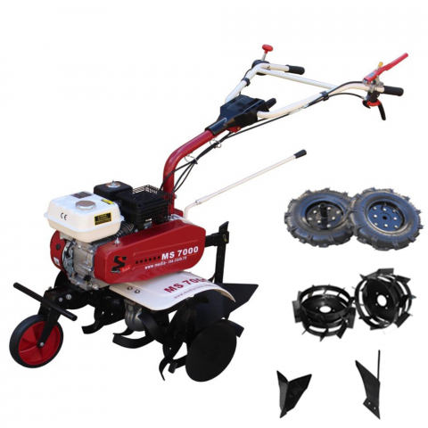 Agricultura - Motosapa Media Line MS 7000, 7 CP, benzina + roti cauciuc + roti metalice + plug arat + plug bilonat