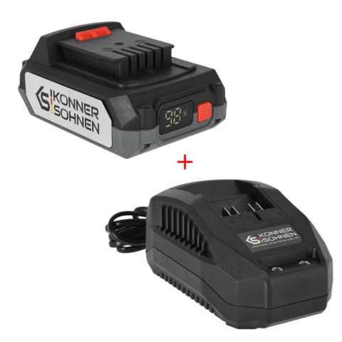 Piese de schimb - Pachet - 1 x Acumulator Li-Ion Konner & Sohnen KS 20V2-1, 20V, 2Ah + Incarcator KS C24A, 2.4 A