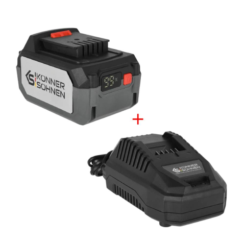 Piese de schimb - Pachet - 1 x Acumulator Li-Ion Konner & Sohnen KS 20V4-1, 20V, 4Ah + Incarcator rapid KS C45A, 4.5A