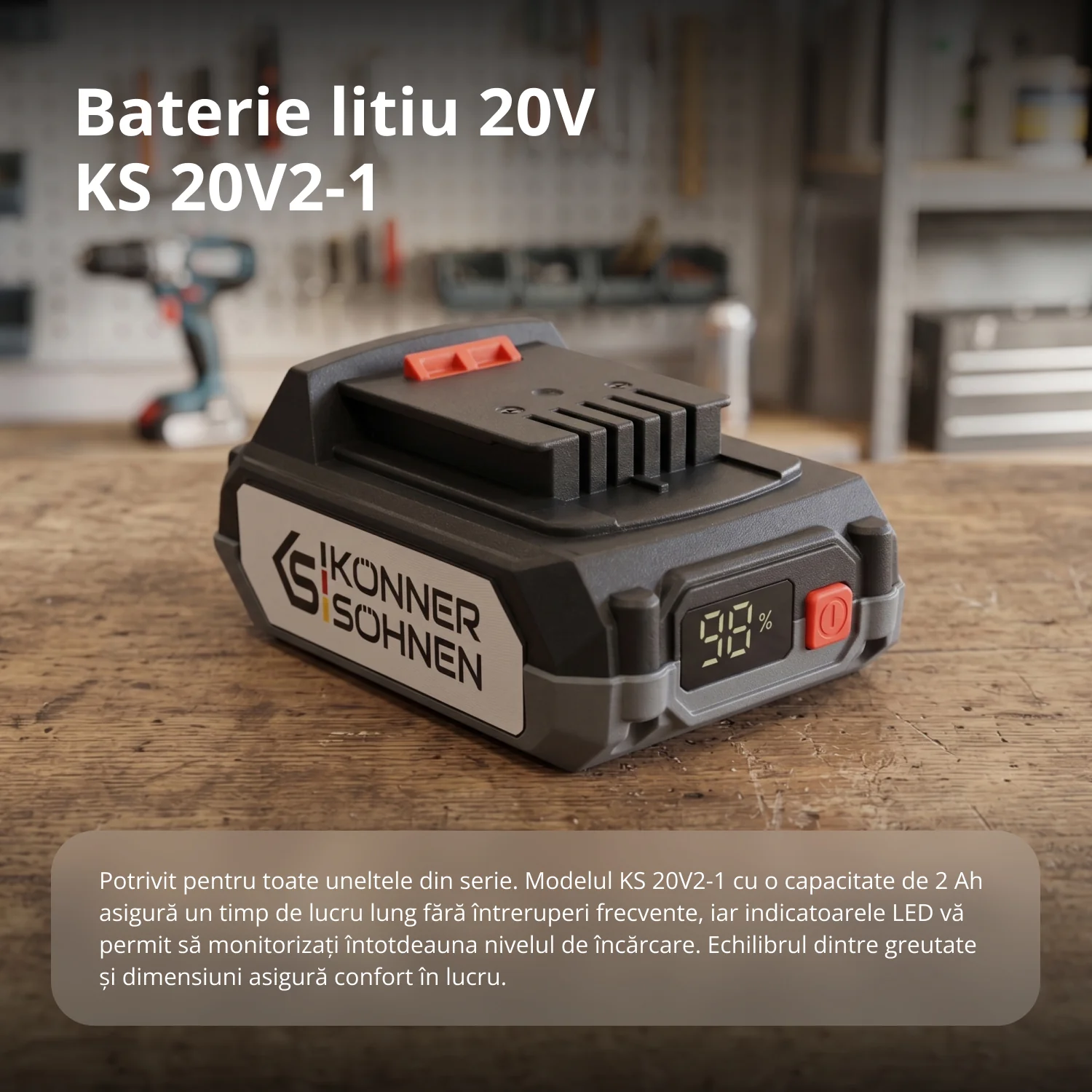 Pachet - 2 x Acumulator Li-Ion Konner & Sohnen KS 20V2-1, 20V, 2Ah + Incarcator KS C24A, 2.4 A [1]