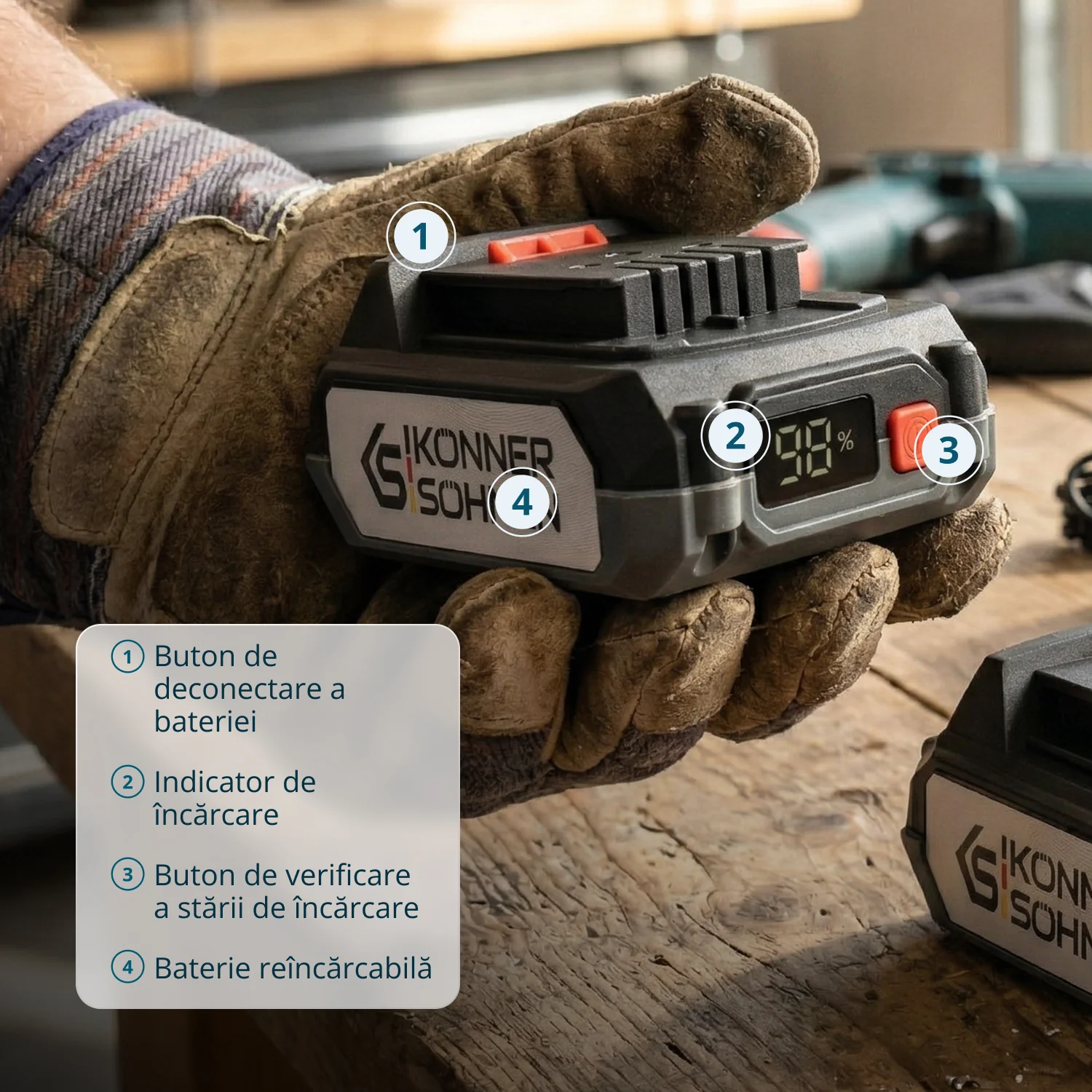 Pachet - 2 x Acumulator Li-Ion Konner & Sohnen KS 20V2-1, 20V, 2Ah + Incarcator KS C24A, 2.4 A [6]