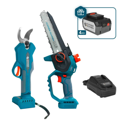 Casa si Gradina - Pachet - Foarfeca de gradina Konner & Sohnen KS CSP20-32 + Mini fierastrau KS MCS20V-8 + CADOU 1 acumulator 20V, 4Ah