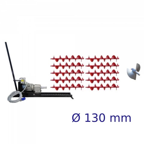 Constructii - Pachet - Foreza de pamant orizontala Eurokomax, motor monofazat 2.2 kW + 10 m burghie si cap forare Ø 130 mm