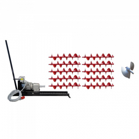 Mașini de săpat - Pachet - Foreza de pamant orizontala Eurokomax, motor trifazat, 2.2 kW + 10 m burghie si cap forare