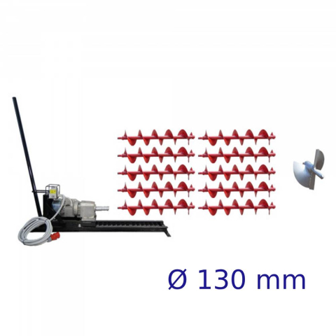 Masini de sapat - PACHET - Foreza de pamant orizontala Eurokomax, motor trifazat, 2.2 kW + 10 m burghie si cap forare Ø 130 mm