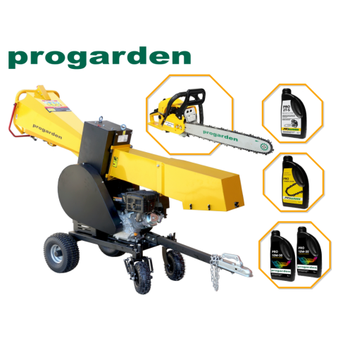 Casa si Gradina - PACHET Masina de taiat lemne ProGARDEN MTL15E, 15 CP, benzina + Motoferastrau MF3545P, 3.4 CP, 45 cm + 2L Ulei amestec + 2L Ulei lant