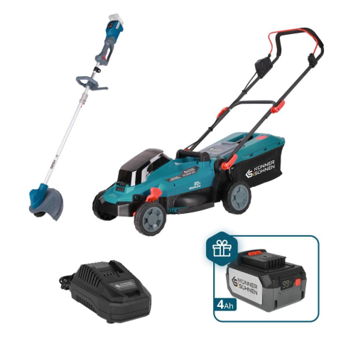 Motocoase electrice - Pachet - Masina tuns gazon Konner & Sohnen KS 33LM-20V + Trimmer tuns iarba KS BCT-20V + CADOU 1 acumulator 20V, 4Ah
