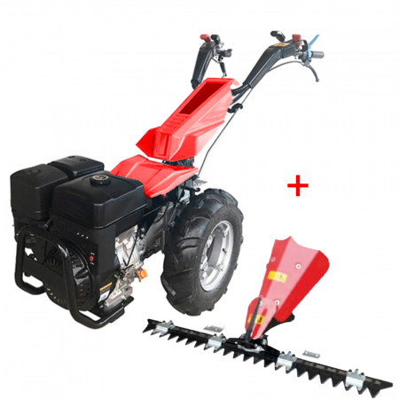 Agricultura - Pachet - Motocultivator Bisonte Agro BTA-MF400, 15 CP, benzina, 3+3 viteze, roti 5.00-10" + Bara de cosire BTA-GC400, 120 cm